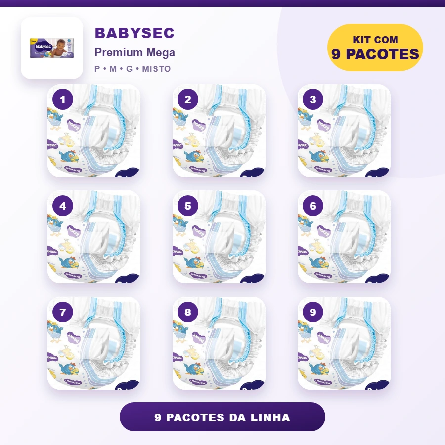 Combo Babysec com nove pacotes