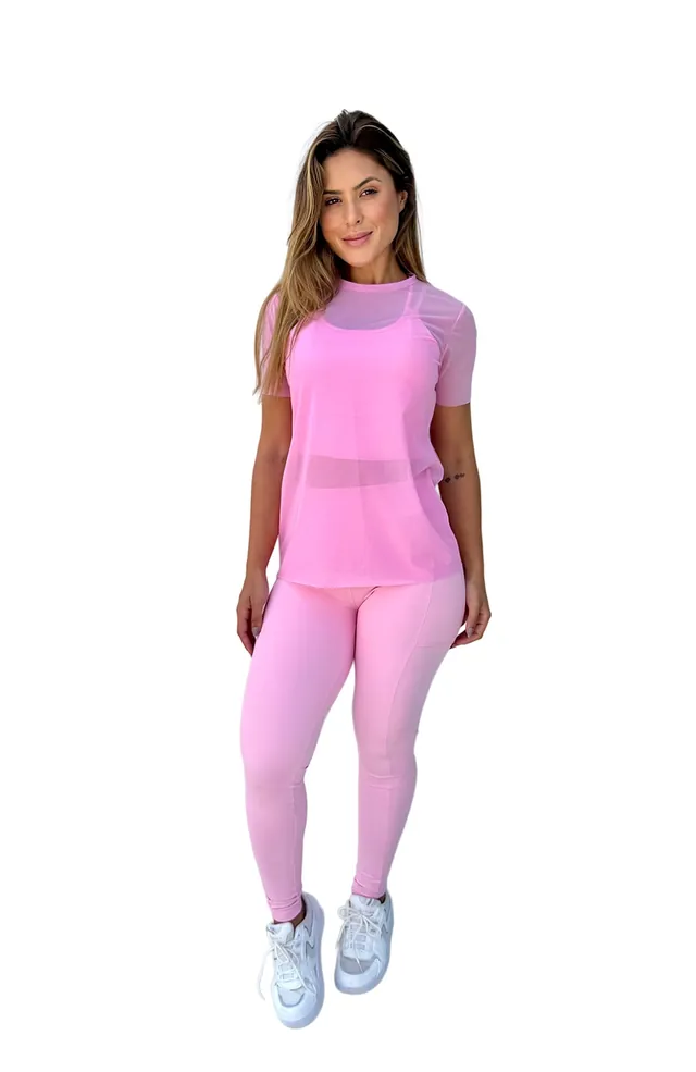 Conjunto Zero Transparência Tule e Bolso
