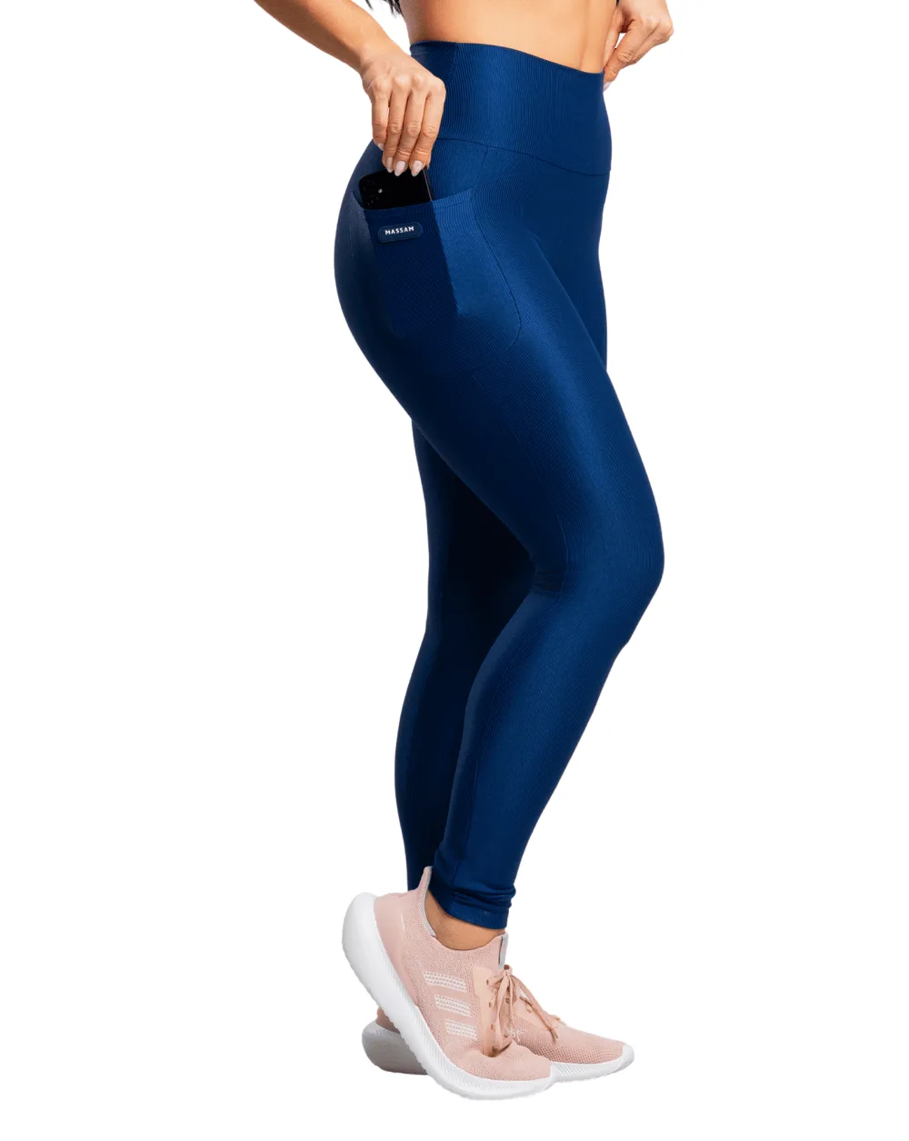 Legging Canelada com Bolso Azul Marinho, vista principal